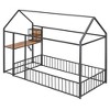 Full/Twin Size Platform Bed, Metal House-Shaped Toddler Bed Frame with Built-in Desk, Storage Shelves & USB Charging Station -ModernLuxe - 4 of 4