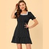 Allegra K Women's Summer Sweetheart Neck Ruffled Hem Puff Short Sleeve Polka Dots Dress - image 2 of 4