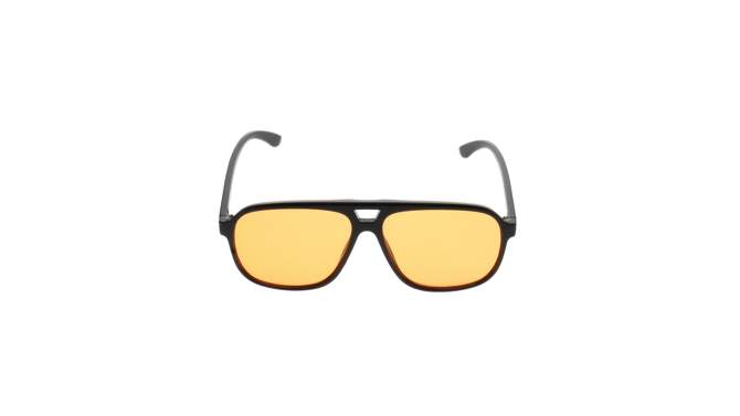 Men&#39;s Shiny Plastic Aviator Sunglasses with Orange Lenses - Original Use&#8482; Black, 2 of 6, play video
