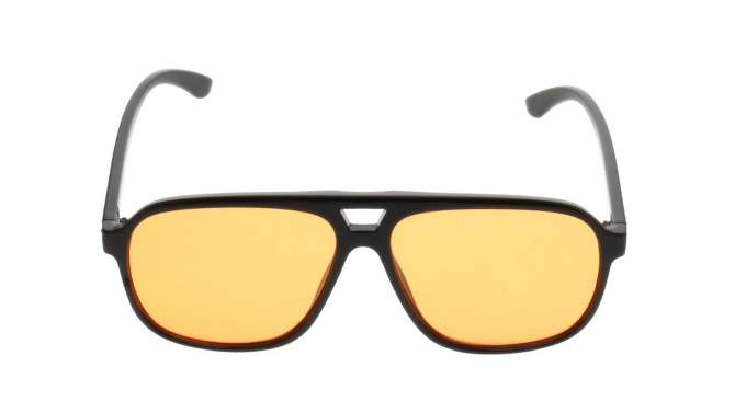 Men&#39;s Shiny Plastic Aviator Sunglasses with Orange Lenses - Original Use&#8482; Black, 2 of 6, play video