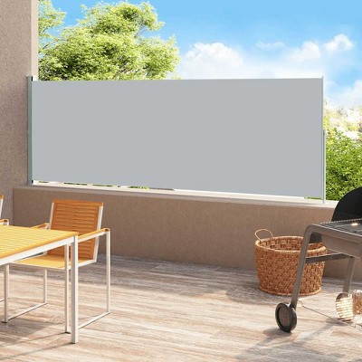 Side Awning Black and Grey Polyester with PU coating vidaXL