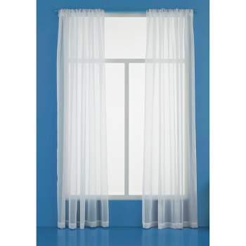 Kate Aurora 2 Piece Hamptons Semi Sheer Curtain Panels - 63 in. Long -  White, 63 in. Long - Fry's Food Stores