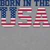 Rerun Island Women's Born In The Usa Flag Logo White Americana 4Th Of July Short Sleeve Graphic Cotton Cropped Loose T-shirt - Athletic Heather L - 2 of 4