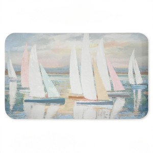 Stupell Industries Pastel Calm Sailboats Printed Anti-Fatigue Floor Mat, design by Amber Sterling, 30"x18" - 1 of 4