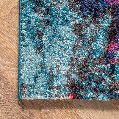 Multi Abstract Synthetic 6'7" x 9' Non-Slip Area Rug