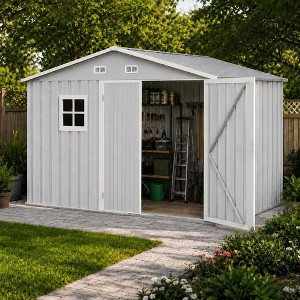 cloudy_moon データロガー K8DL-G16-2 2台セット 8x10 FT Outdoor Storage Shed, Metal Tool Shed with Gable Roof