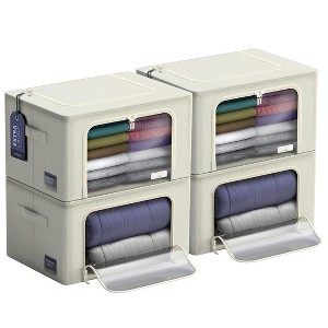 Sorbus 4 Pack Jumbo Foldable Storage Box - Metal Frame, Oxford Fabric with Clear Window & Handles - for Bedding Linen, Clothing & More - 1 of 4