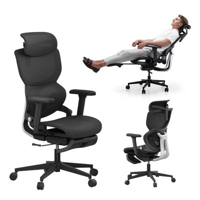 Dsvimoy Task and Office Chair Ergonomic Chair with Footrest and 3D Armrest for Home Office, Black, 31"*15.35"*24"