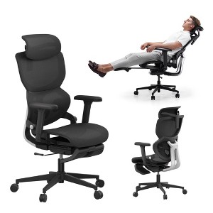 Dsvimoy Task and Office Chair Ergonomic Chair with Footrest and 3D Armrest for Home Office, Black, 31"*15.35"*24" - 1 of 4