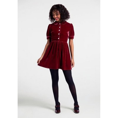 Such A Stunner Velvet Shirt Dress - ModCloth , Red