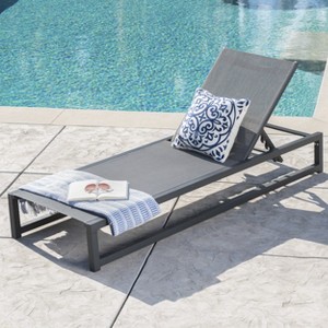 Wooakway Classic 77"L Patio Chaise Lounge with Adjustable Reclining Backrest Aluminum Frame & Breathable Outdoor Mesh for a Cool Experience - 1 of 4