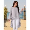 Seta T Women's Lantern Long Sleeve Round Neck High Low Irregular Hem Casual Blouse - 3 of 4