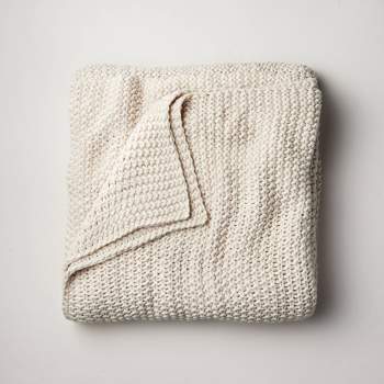 Full/Queen Chunky Knit Bed Blanket Natural - Casaluna™