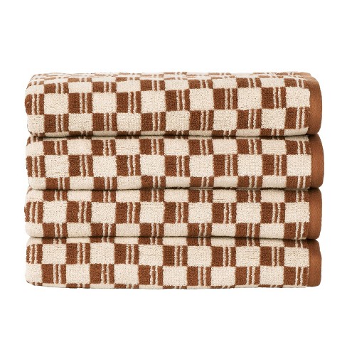 Nate Home by Nate Berkus Cotton Textured Weave Bath Towels - Set of 4 - Brown