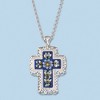 Ross-Simons Italian Murano Glass Mosaic Floral Cross Pendant Necklace in Sterling Silver - 2 of 4