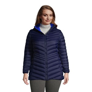 Lands' End Women's Outerwear Wanderweight Ultralight Packable Hooded Long Down Jacket - 1 of 4