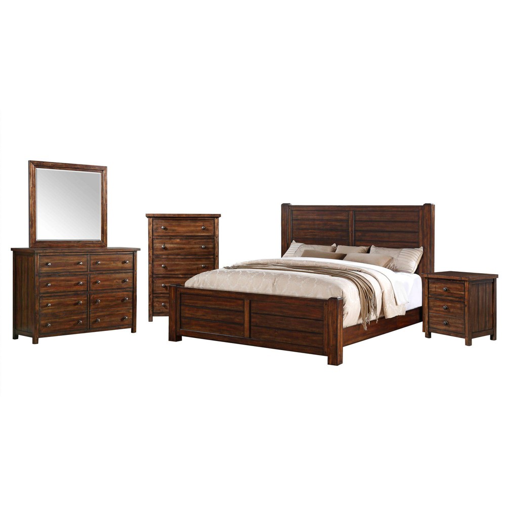 5pc King Danner Panel Bedroom Set Warm Cinnamon Picket House