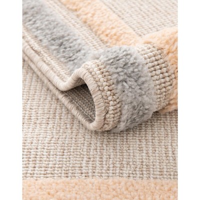 Ivory and Gray Rectangular Synthetic Kids Rug
