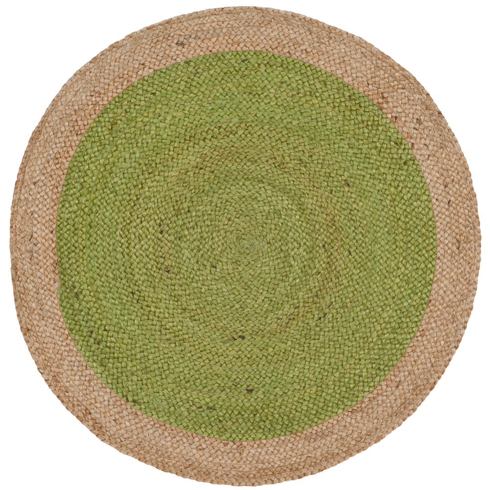 Green/Natural Solid Woven Round Accent Rug 3' - Safavieh