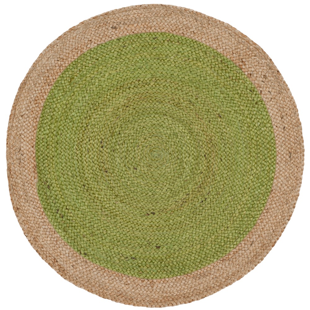 Green/Natural Solid Woven Round Accent Rug 3'