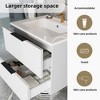Lyngins 36" Floating Wall-Mounted Bathroom Vanity with Ceramic Sink, Modern Bathroom Fluted Vanity with Storage Cabinet – 2 Large Drawers, Matt White - 2 of 4