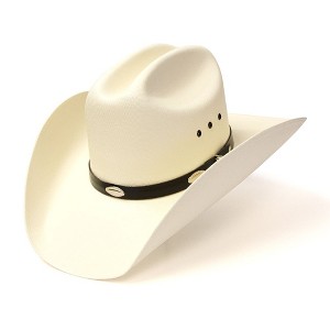 Western Express Natural Straw Western Cattleman Hat with Silver Concho Hat Band - 1 of 4
