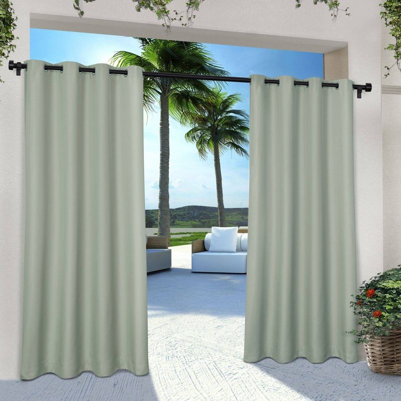 Set of 2 Indoor/Outdoor Solid Cabana Grommet Top Curtain Panels - Exclusive Home, 1 of 10