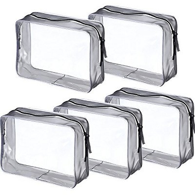 5 Pack Clear PVC Zippered Toiletry Carry Pouch Portable Cosmetic
