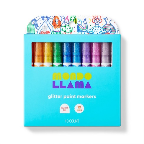 10ct Glitter Paint Markers Bullet Tip - Mondo Llama™ : Target