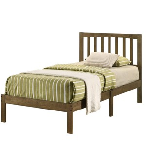 Brassex Twin Odessa Platform Bed Antique Walnut - 1 of 4
