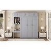 Queen Size Wall Murphy Bed with Desk, Top Cabinet and Storage Shelves - 3 of 4