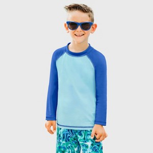City Threads USA-Made Swim UPF 50+ Boys Color Block Long Sleeve Rashguard Shirt - 1 of 4