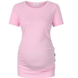 Casual Short Sleeve Fold Button Maternity Top - 1 of 1