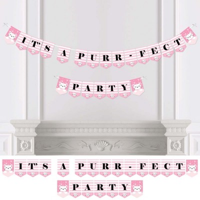 Big Dot of Happiness Purr-FECT Kitty Cat - Kitten Meow Baby Shower or Birthday Party Bunting Banner - Party Decorations - It's a Purr-FECT Party