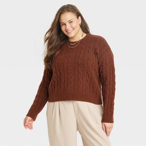 Women's Crewneck Cropped Sweater Vest - A New Day™ Dark Brown 1x : Target