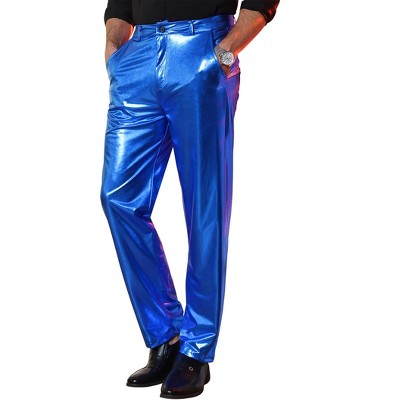 Men's Metallic Shiny Pants Night Club Pants 70s 80s 90s Vitange Pant Party Dance Straight Leg Trousers