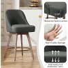 Bekrvio 26" Swivel Bar Stools Set 1/2/3/4 with Solid Wood Legs, 3.15” Linen Upholstered Seat with Back, Mid-Century Bar Chairs for Kitchen Island - 3 of 4