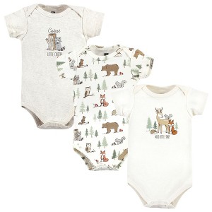 Hudson Baby Unisex Baby Cotton Bodysuits, Forest Animals 3-Pack - 1 of 4