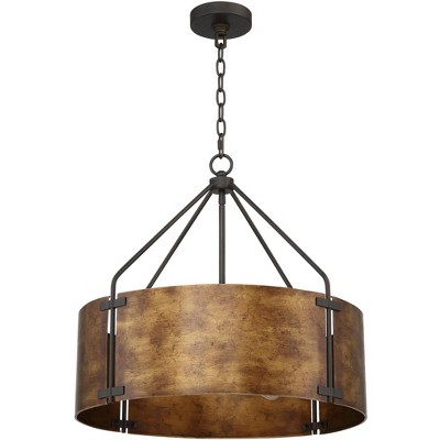 Rustic Bronze Drum Pendant Chandelier with Metal Shade