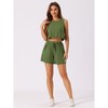 Allegra K Women's Casual Round Neck Sleeveless Top and Shorts with Elastic Waist Set - 4 of 4