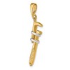 Black Bow Jewelry 14k Yellow Gold and White Rhodium 3D Two Tone Monkey Wrench Pendant - 4 of 4