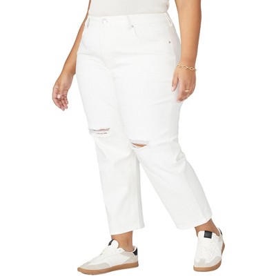 ELOQUII Women's Plus Size The Naomi Comfort Stretch Straight Leg Jean Crop