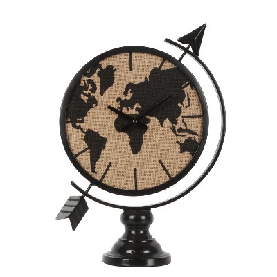 VIP Metal 15.5 in. Black World Table Clock