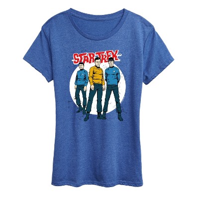 Women's - Star Trek - Galaxy Captain Kirk Spock Crew Short Sleeve Graphic T-Shirt