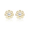 Guili 14k Yellow Gold Daisy Pearl Stud Earrings, Elegant Floral Design, Delicate Chic for Everyday Grace and Lovely Garden Party Celebrations - 2 of 2