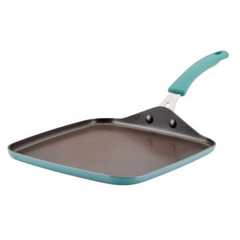 Rachael Ray Cook + Create Aluminum Nonstick Square Stovetop Griddle Pan 11  Agave Blue : Target