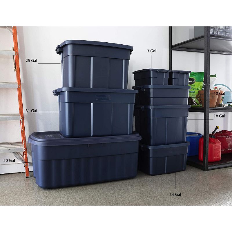 Rubbermaid Roughneck Home/Office 18 Gallon Rugged Latching Plastic Storage Tote with Lid, Dark Indigo Metallic (12 Pack), 5 of 7