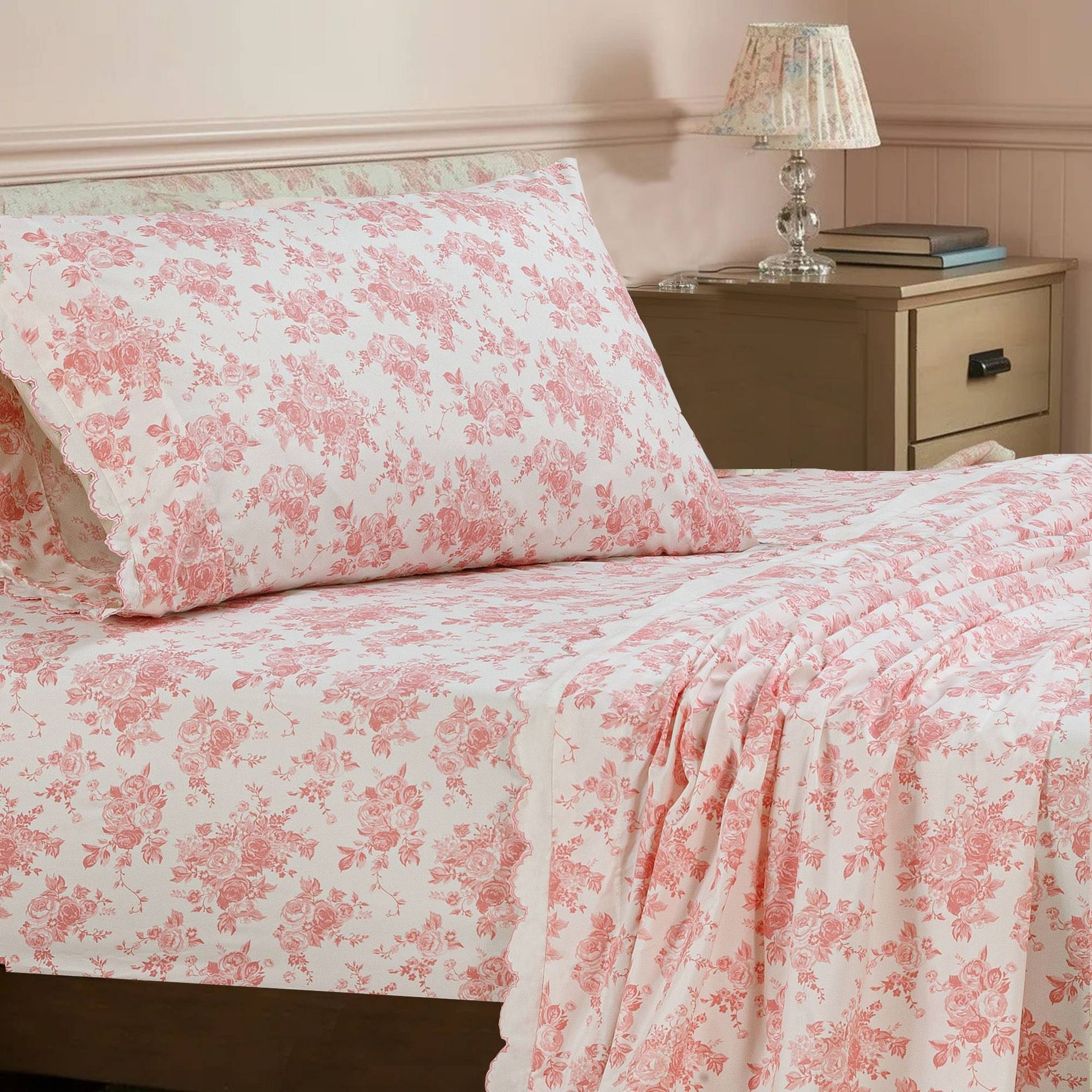 Microfiber Sheet Set Pink Floral
