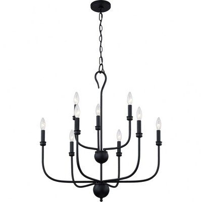 Blanche Matte Black 27" Steel 9-Light Chandelier