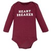 Hudson Baby Infant Boys Cotton Long-Sleeve Bodysuits 3-Pack, Burgundy Heartbreaker - 3 of 4